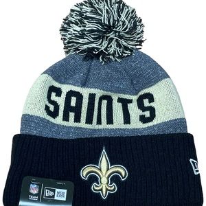 New Era NFL New Orleans Saints Pom Cuffed Beanie Winter Football Hat NWT